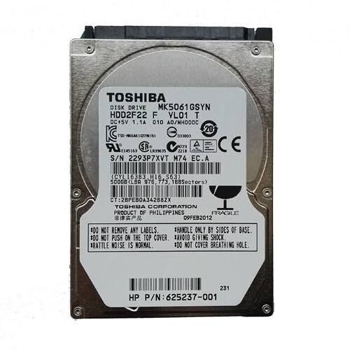 هارد لپ تاپ 2.5 اینچ توشیبا مدل TOSHIBA MK5061GSYN ظرفیت 500 گیگابایت