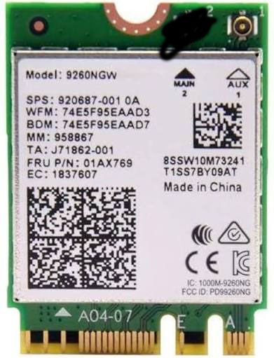 کارت وایرلس لپ تاپ Intel Dual Band Wireless-AC 9260 NGW M.2