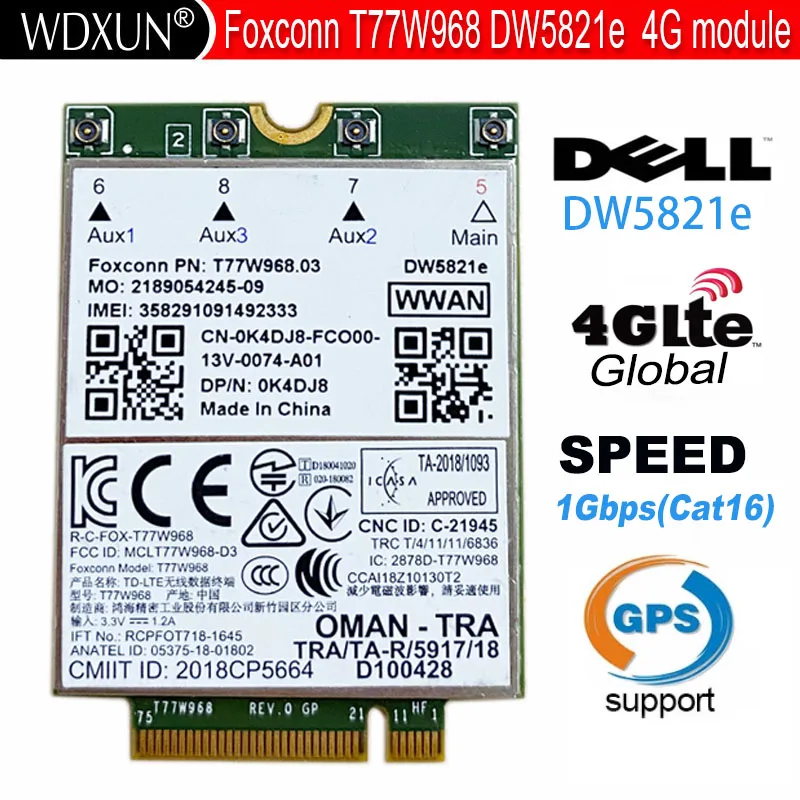 ماژول سیم کارت لپ تاپ  مدل Dell DW5821e T77W968 LTE Cat16 GNSS WWAN