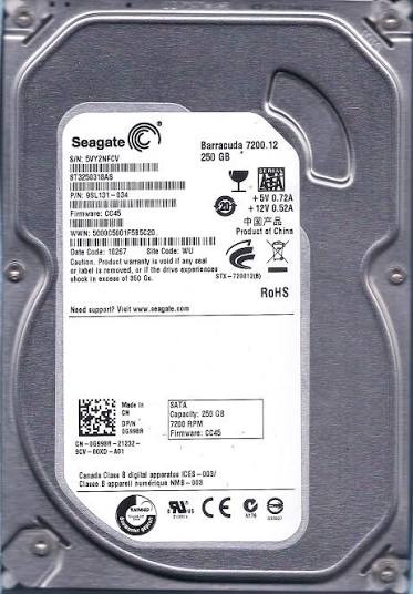 هارد اینترنال سیگیت مدل Segate ST3250318AS ظرفیت 250 گیگابایت