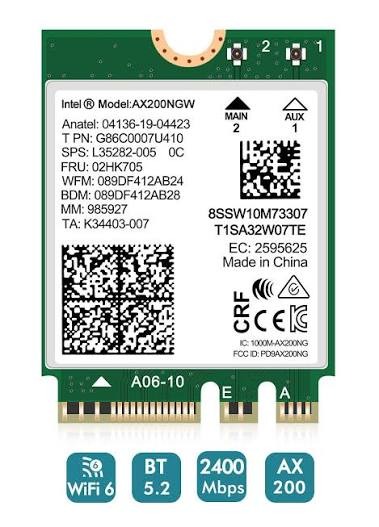 کارت وایرلس Intel AX200NGW Wi-Fi 6E M.2