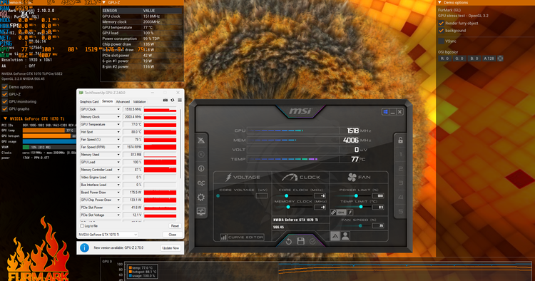 کارت گرافیک ام اس آی مدل MSI GTX 1070TI GAMING 8G