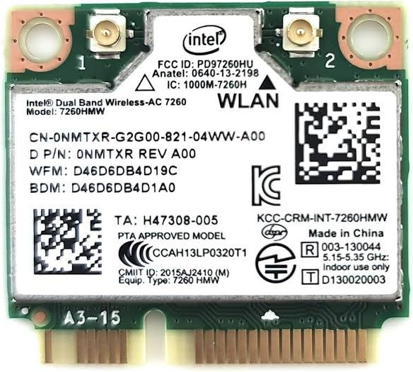 کارت وایرلس لپ تاپ Intel Dual Band Wireless 7260 Mini PCI