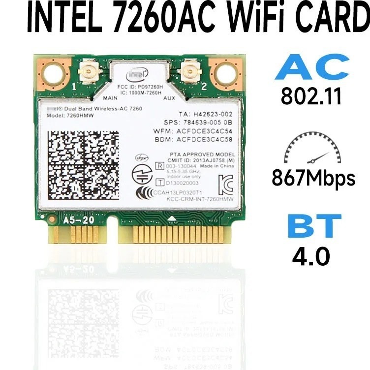 کارت وایرلس لپ تاپ Intel Dual Band Wireless 7260 Mini PCI