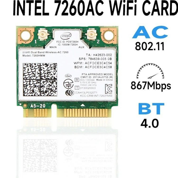 کارت وایرلس لپ تاپ Intel Dual Band Wireless 7260 Mini PCI