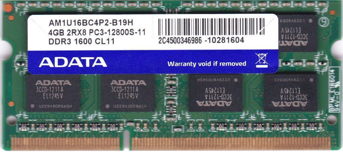 رم لپ تاپ آ دیتا مدل DDR3 PC3-12800S 1600MHz ظرفیت 4 گیگابایت