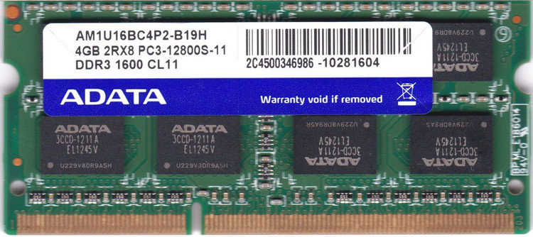 رم لپ تاپ آ دیتا مدل DDR3 PC3-12800S 1600MHz ظرفیت 4 گیگابایت
