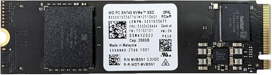 اس اس دی اینترنال وسترن دیجیتال مدل SN740 ظرفیت 256 گیگابایت